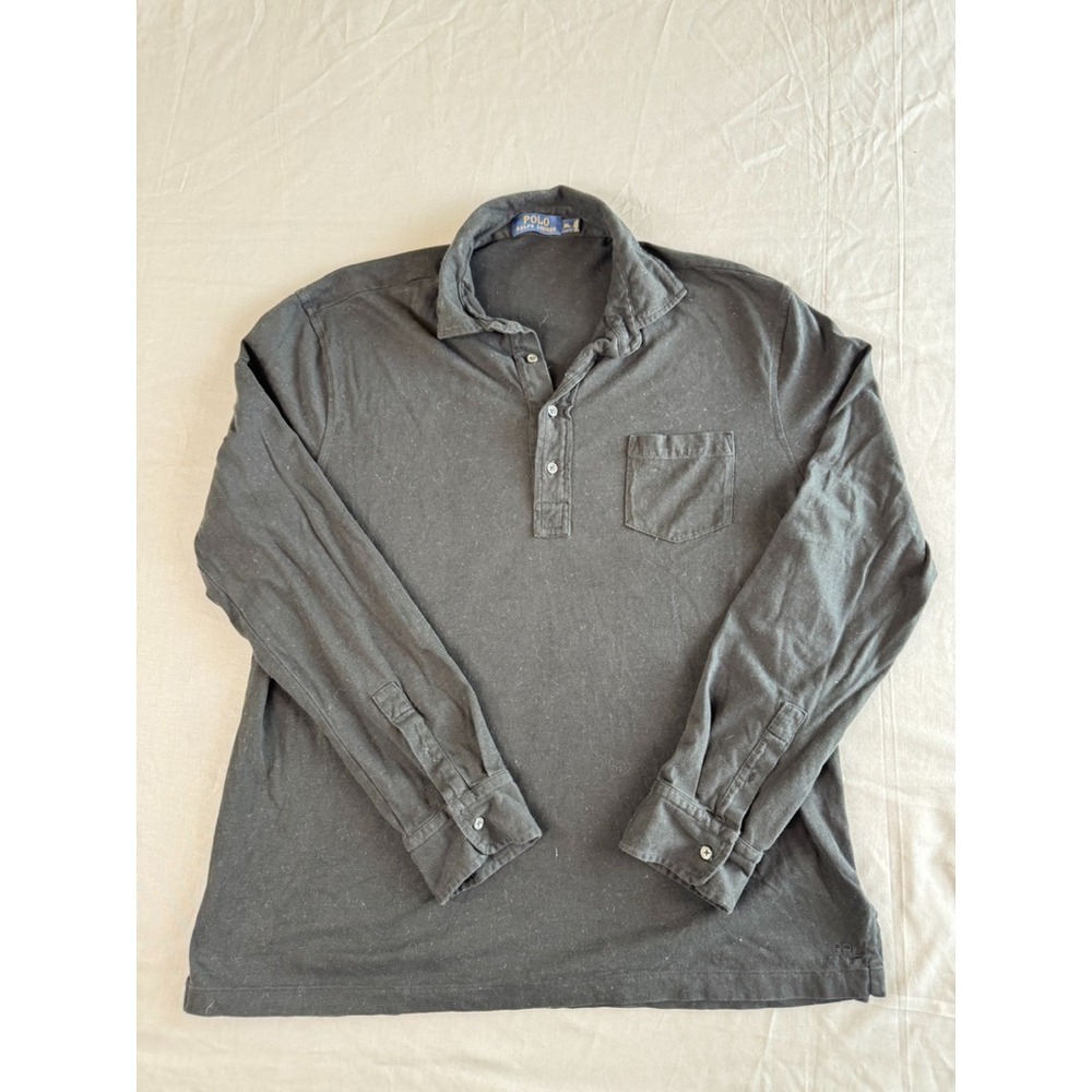 Polo Ralph Lauren Shirt XL Long Sleeve Polo Black Pony Pocket‎